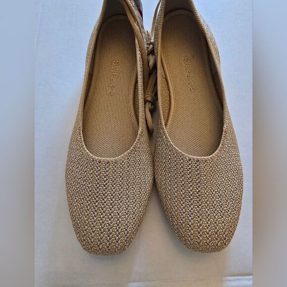 Rothy's The Square Wrap Ballerina Flats Shimmering Gold Size 9.5 - Picture 7 of 16